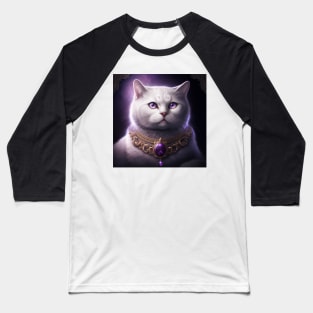White Spiritual British Shorthair Cat Baseball T-Shirt